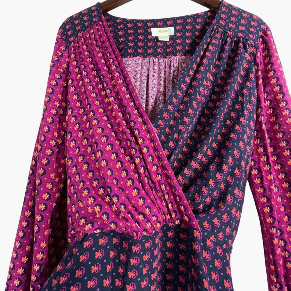 Anthropologie Wrap Blouse in Magenta and Navy - Picture 7 of 12